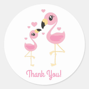 Flamingo Baby shower Cute Tropical Ronde Sticker