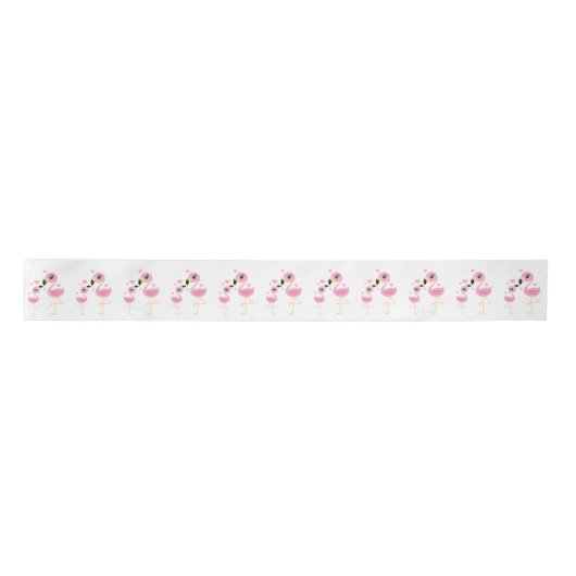 Flamingo Baby shower Cute Tropical Satijnen Lint (Voorkant)