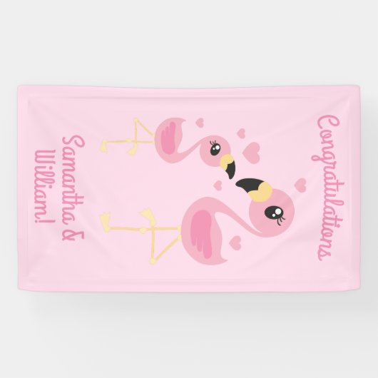 Flamingo Baby shower Cute Tropical Spandoek (Horizontaal)