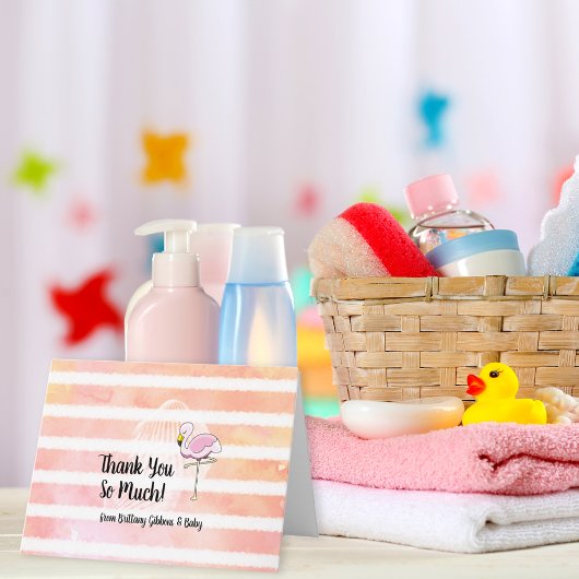 Flamingo Baby shower Dank u Bedankkaart