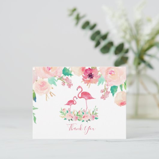 Flamingo Baby shower Dank u Kaart (Staand voorkant)