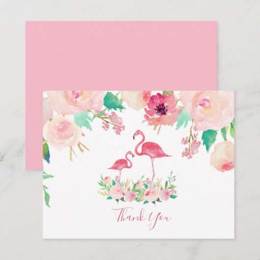 Flamingo Baby shower Dank u Kaart (Voorkant / Achterkant)