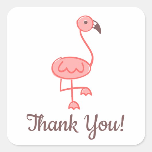 Flamingo Baby shower Dank u Vierkante Sticker (Voorkant)