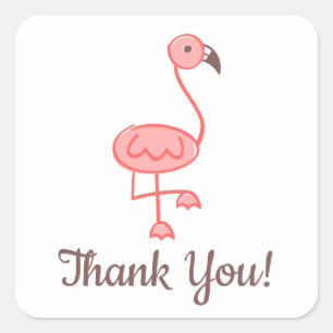 Flamingo Baby shower Dank u Vierkante Sticker