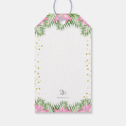 Flamingo Baby shower Dank u voor cadeau Label Cadeaulabel (Achterkant)