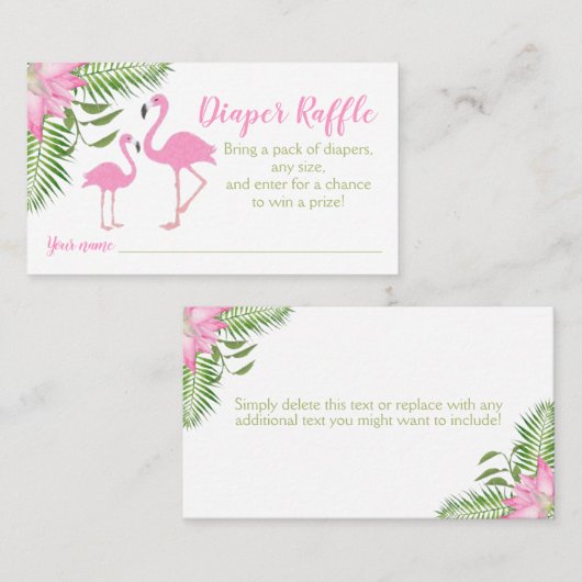 Flamingo Baby shower Diaper Raffle Ticket (Voorkant / Achterkant)