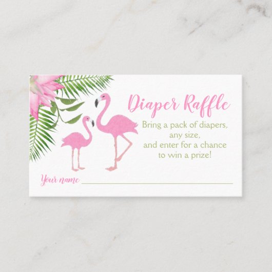 Flamingo Baby shower Diaper Raffle Ticket (Voorkant)