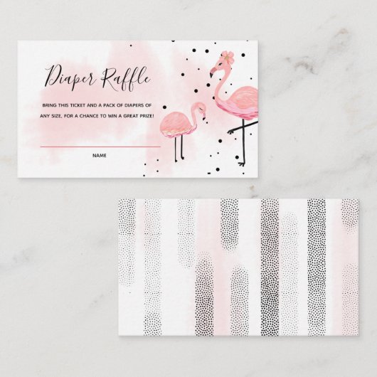 Flamingo Baby shower Diaper Raffle Ticket Informatiekaartje (Voorkant / Achterkant)