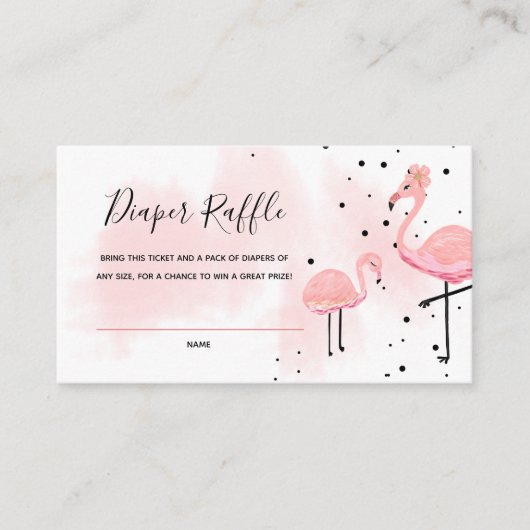Flamingo Baby shower Diaper Raffle Ticket Informatiekaartje (Voorkant)