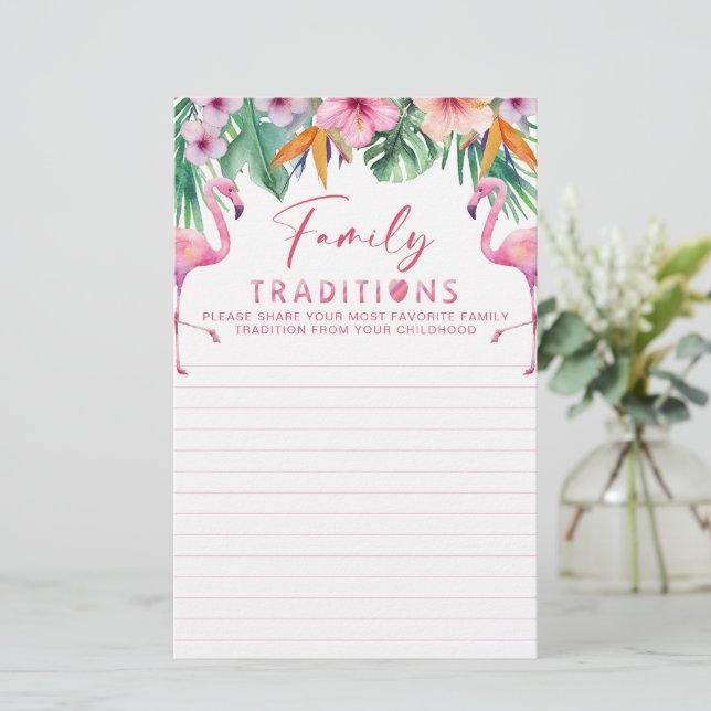 Flamingo Baby shower Familie Tradities Blad (Staand voorkant)