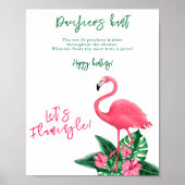 Flamingo baby shower Fopspeen jacht spel Poster (Voorkant)