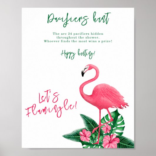 Flamingo baby shower Fopspeen jacht spel Poster (Voorkant)