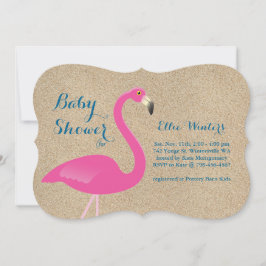 Flamingo Baby shower Invitation - Beach Sand Kaart