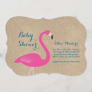Flamingo Baby shower Invitation - Beach Sand Kaart