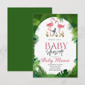 Flamingo Baby shower Invitation Kaart (Voorkant / Achterkant)