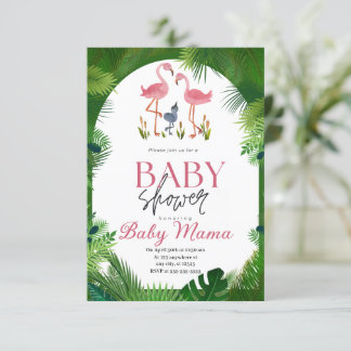 Flamingo Baby shower Invitation Kaart