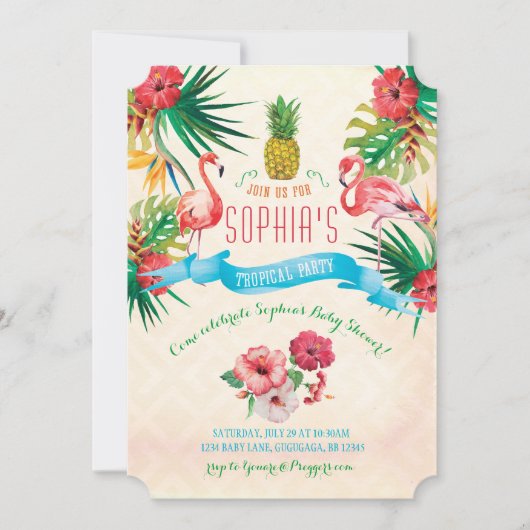 Flamingo Baby shower Invitation Kaart (Voorkant)
