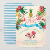 Flamingo Baby shower Invitation Kaart (Voorkant / Achterkant)