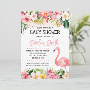 Flamingo Baby shower Invitation Kaart