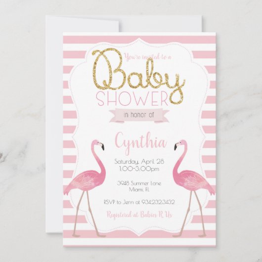 Flamingo Baby shower Invitation Kaart (Voorkant)