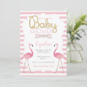 Flamingo Baby shower Invitation Kaart (Staand voorkant)