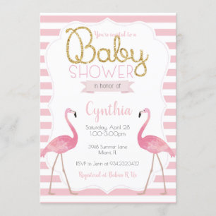 Flamingo Baby shower Invitation Kaart