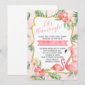 Flamingo Baby shower Invitation Kaart (Voorkant / Achterkant)