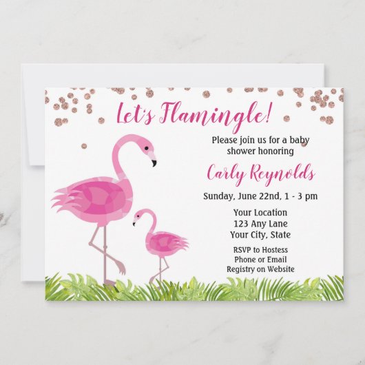 Flamingo Baby shower Invitation Kaart (Voorkant)