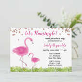 Flamingo Baby shower Invitation Kaart (Staand voorkant)