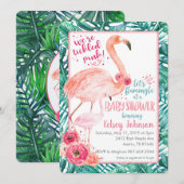 Flamingo Baby shower Invitation Kaart (Voorkant / Achterkant)