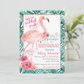 Flamingo Baby shower Invitation Kaart (Staand voorkant)