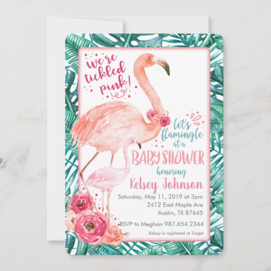 Flamingo Baby shower Invitation Kaart (Voorkant)