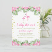 Flamingo Baby shower Invitation Kaart (Staand voorkant)