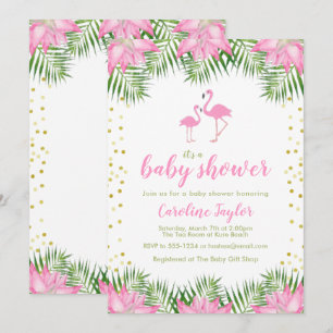 Flamingo Baby shower Invitation Kaart
