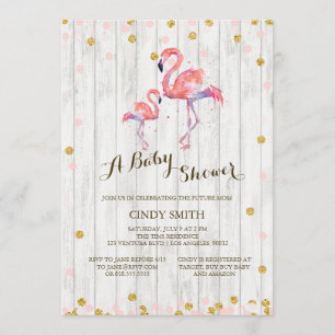Flamingo Baby shower Invitation Kaart