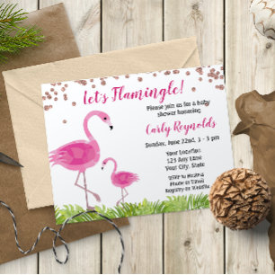 Flamingo Baby shower Invitation Kaart