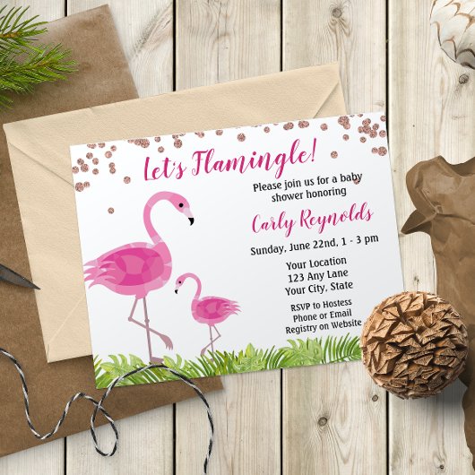 Flamingo Baby shower Invitation Kaart