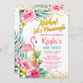 Flamingo Baby shower Invitation Kaart (Voorkant / Achterkant)