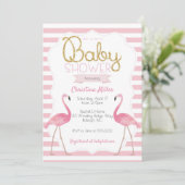 Flamingo Baby shower Invitation Kaart (Staand voorkant)
