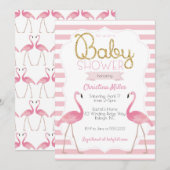 Flamingo Baby shower Invitation Kaart (Voorkant / Achterkant)