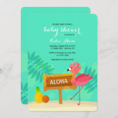 Flamingo Baby shower Invitation Kaart (Voorkant / Achterkant)