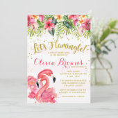 Flamingo Baby shower Invitation Let's Flamingle Kaart (Staand voorkant)