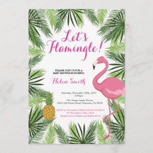 Flamingo Baby shower Invitation Let's Flamingle Kaart