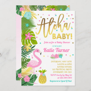 Flamingo Baby shower Invitation Tropical Shower Kaart