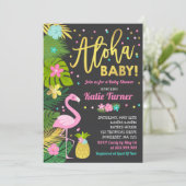 Flamingo Baby shower Invitation Tropical Shower Kaart (Staand voorkant)