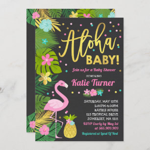 Flamingo Baby shower Invitation Tropical Shower Kaart