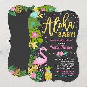 Flamingo Baby shower Invitation Tropical Shower Kaart