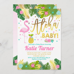 Flamingo Baby shower Invitation Tropical Shower Kaart