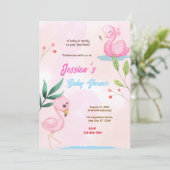 Flamingo Baby shower Kaart (Staand voorkant)