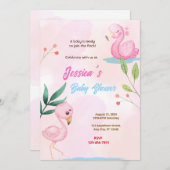 Flamingo Baby shower Kaart (Voorkant / Achterkant)